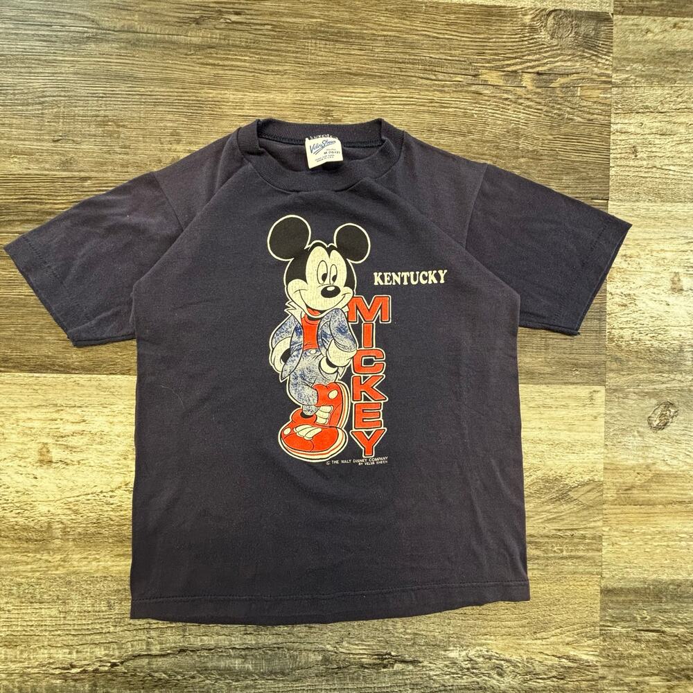 Vintage Velva Sheen Blue Kids Boys Medium Mickey‎ Mouse Graphic Kentucky Tshirt